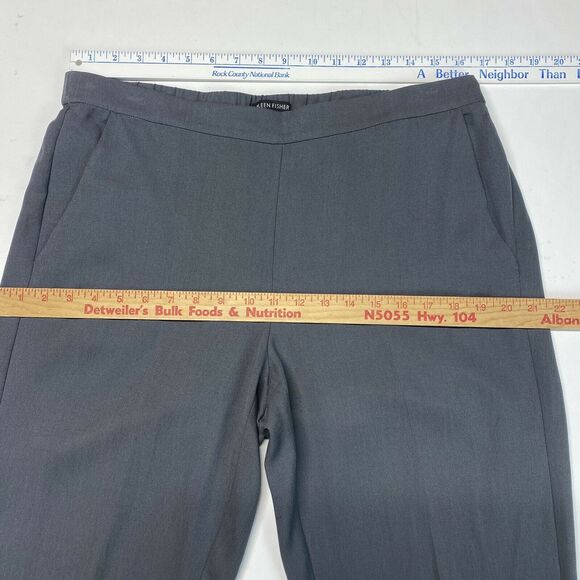 Eileen Fisher Tencel Tapered Leg Pants Sz Medium Dark Gray Textured Elastic EUC - Picture 2 of 12